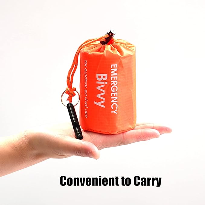4 Pack Emergency Bag Survival Bivvy Sack with Whistles, Lightweight Portable Emergency Supplies for Outdoor Camping Hiking Keep Warm After Earthquakes, Hurricanes Disasters