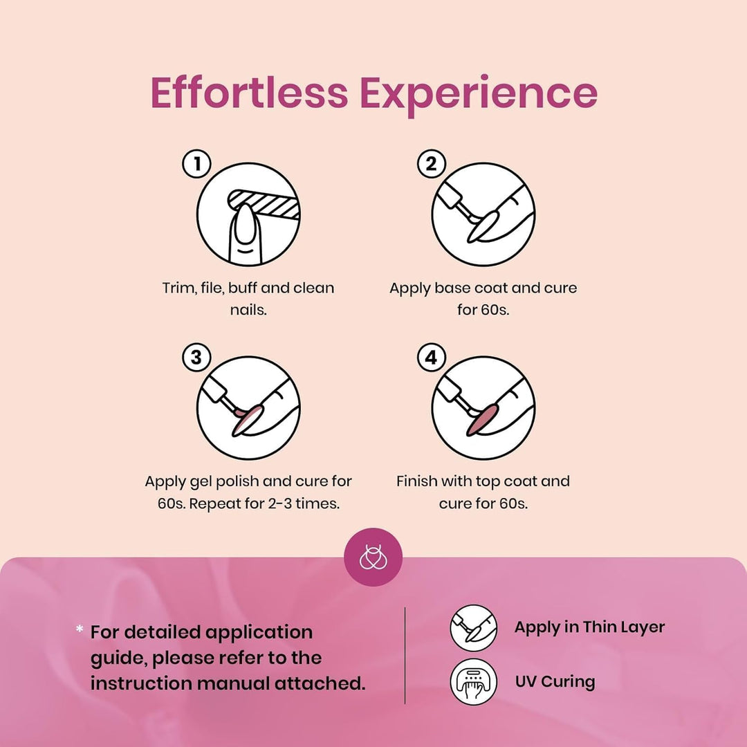 44-Piece Gel Nail Polish Kit | UV Light | 24 Colors | Base & Top Coats | Gifts for Women