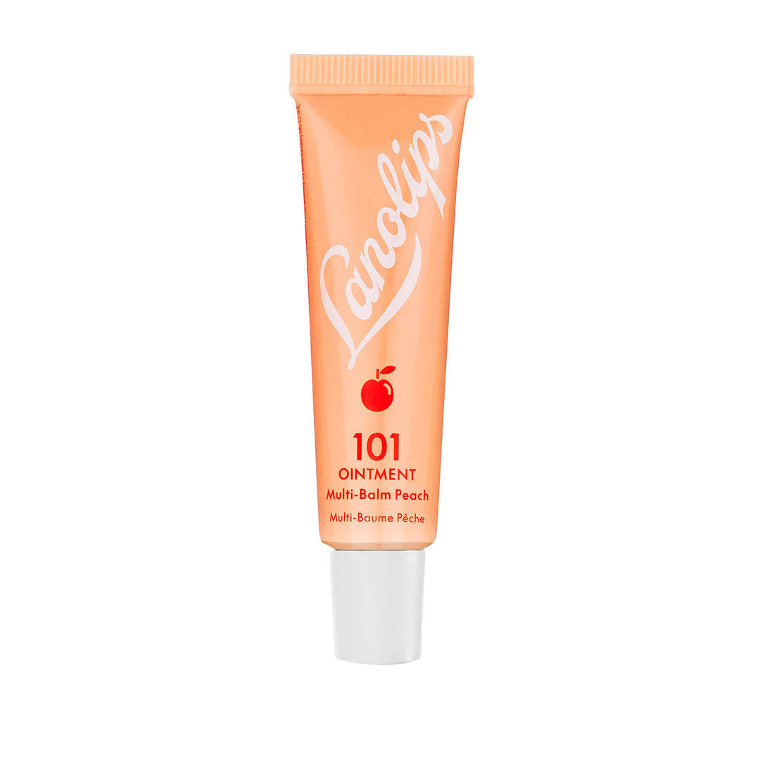 Lanolips 101 Ointment Multi-Balm, Peach - Fruity Lip Balm With Vitamin E Oil And Lanolin For Lip Hydration - Naturally Flavored