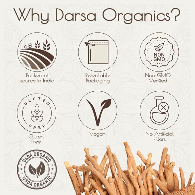 Ashwagandha Root Cut & Sifted 4 oz - USDA Organic Ashwagandha Herb for Tea and Smoothies, Non-GMO Organic India Ashwagandha, Withania Somnifera, Boosts Immunity & Digestion