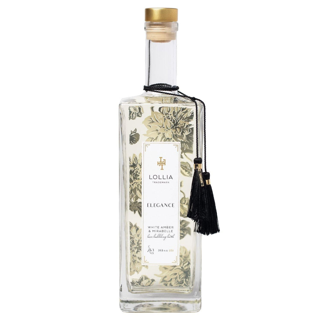 Lollia Elegance Bubble Bath, 24.8 fl. oz. – White Amber & Mirabelle – Soothing & Moisture-Rich Bubble Bath, Hydrating Ingredients, Beautiful Scented Bubble Bath for Women