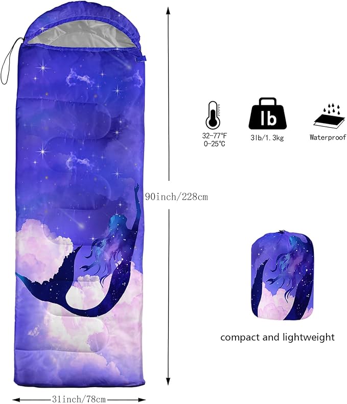 AILONEN Kids Floral Cat Camping Sleeping Bags,Lightweight & Waterproof,3 Season Warm & Cool Weather,Kawaii Kitten Sleeping Bags for Girls Adults,Travelling,Outdoors