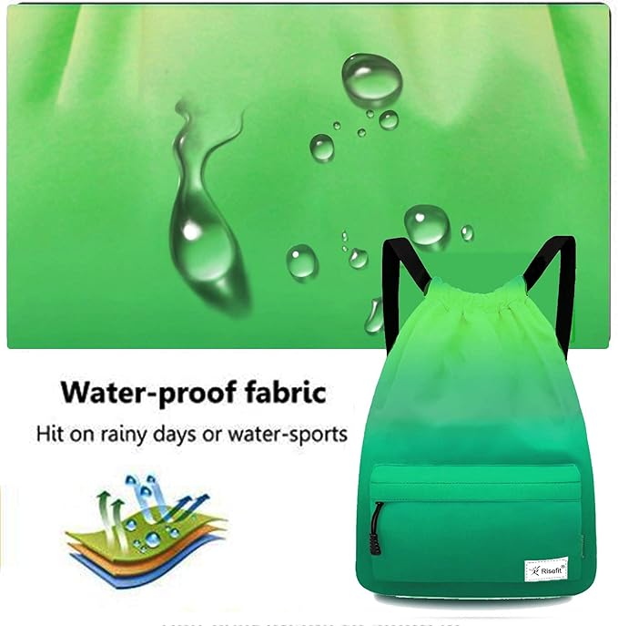 Waterproof Drawstring Bag, Gym Bag Sackpack Sports Beach Backpack for Men Women