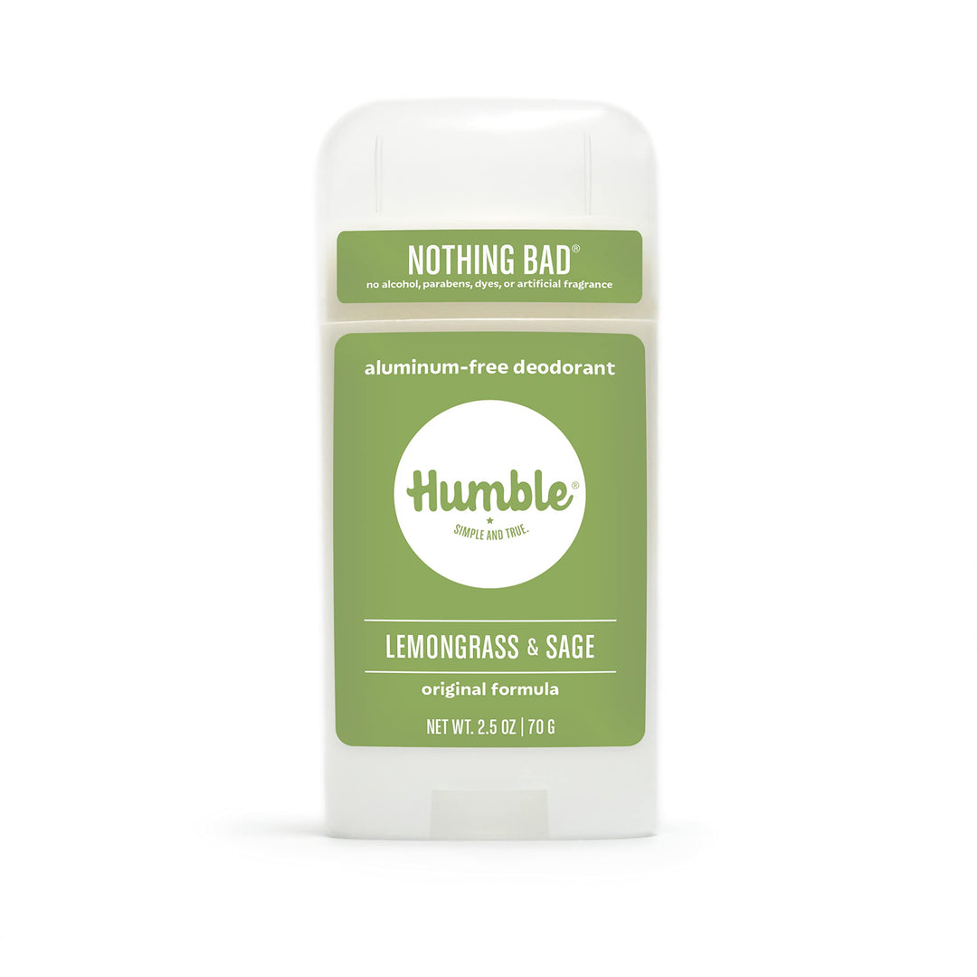 HUMBLE BRANDS Original Formula Aluminum-free Deodorant. Long Lasting Odor Control with Baking Soda and Essential Oils, Lemongrass & Sage, Pack of 1