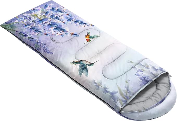 AILONEN Kids Floral Cat Camping Sleeping Bags,Lightweight & Waterproof,3 Season Warm & Cool Weather,Kawaii Kitten Sleeping Bags for Girls Adults,Travelling,Outdoors