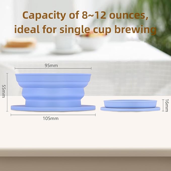 3 Pack Collapsible Travel Pour Over Coffee Maker Camping, Paperless Travel Collapsible Pour Over Coffee Dripper Kit, Silicone Reusable Coffee Strainer Pour Over Cup