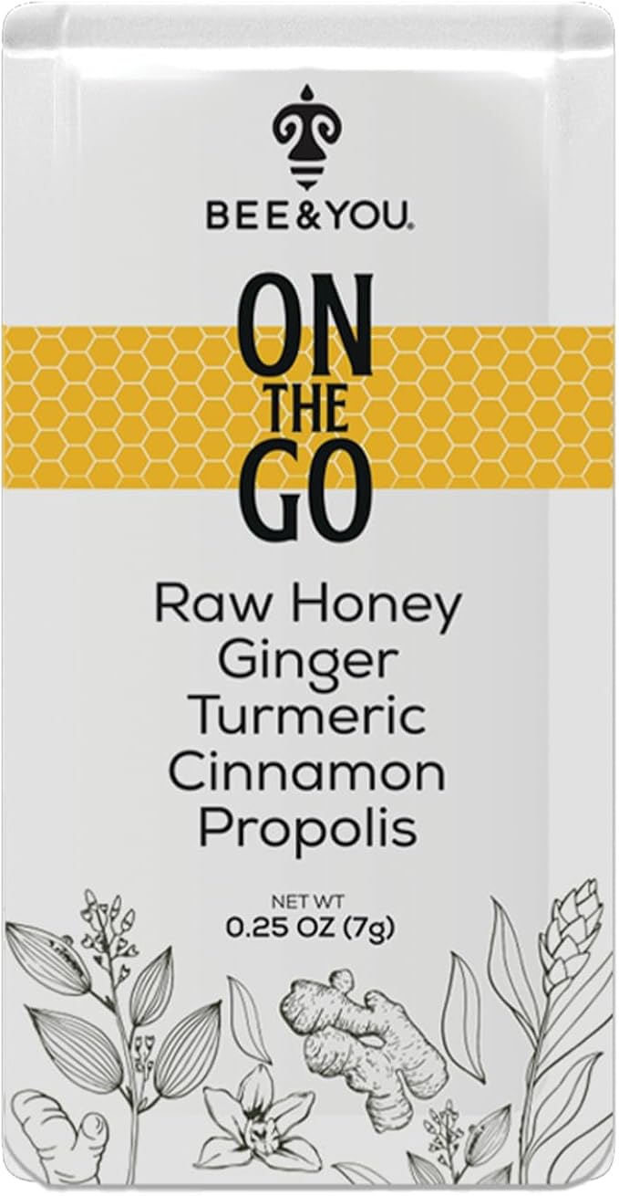 Bee and You On The Go, Immune Support Supplement, Raw Honey, Propolis, Turmeric, Cinnamon, Ginger, Superfrood, Great Tasting, for Kids and Adults, 12 Pack, 1.73 oz Each