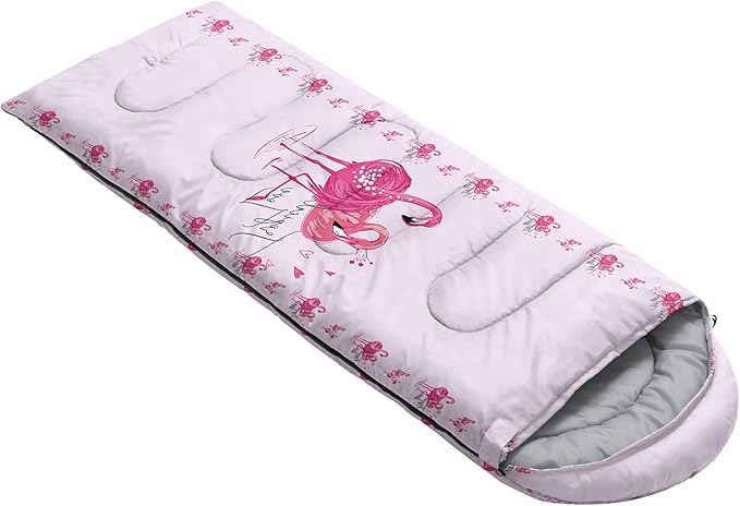 AILONEN Kids Floral Cat Camping Sleeping Bags,Lightweight & Waterproof,3 Season Warm & Cool Weather,Kawaii Kitten Sleeping Bags for Girls Adults,Travelling,Outdoors