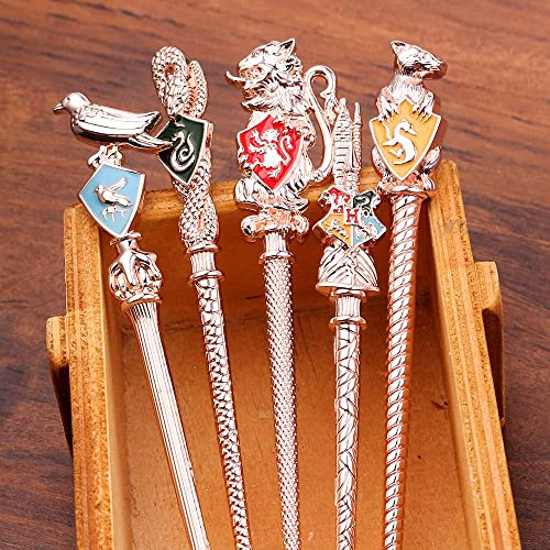 【2 Color Options】Metal Wand Gifts Makeup Brushes Set Wi-zard Wand Makeup Brushes Set Make Up Brushes for Women - Brushes Holder Pot Not Included HP_RoseGold_5PCS