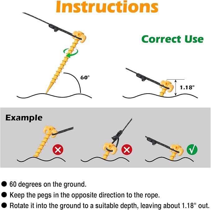 12 Pack Tent Stakes, Stakes for Inflatables, 7.5 inch Heavy Duty Spiral Design Outdoor Tent Stakes, Ground Stakes Ground Anchors Pegs, Yard Lawn Pegs Anchor for Canopy, Camping, Hiking, Beach
