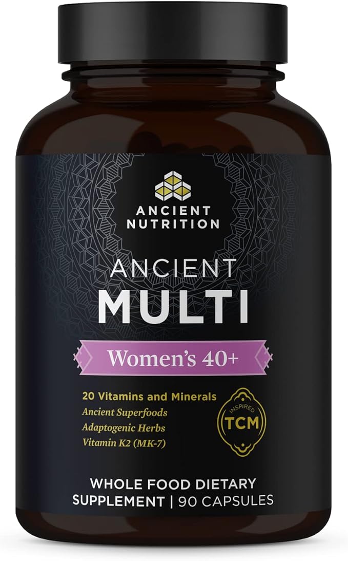 Ancient Nutrition Multivitamin for Women 40, Multi Vitamin and Immune Support with Vitamin D & C, 20 Vitamins and Minerals, Stress and Sleep Support, Supports Bone and Blood Health, 90 Capsules