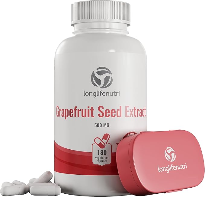 Grapefruit Seed Extract 500mg 180 Vegetarian Capsules | Made in USA | GSE Potent Immune Vitamin & Overall Health Supplement | Non GMO Gluten Free Pill