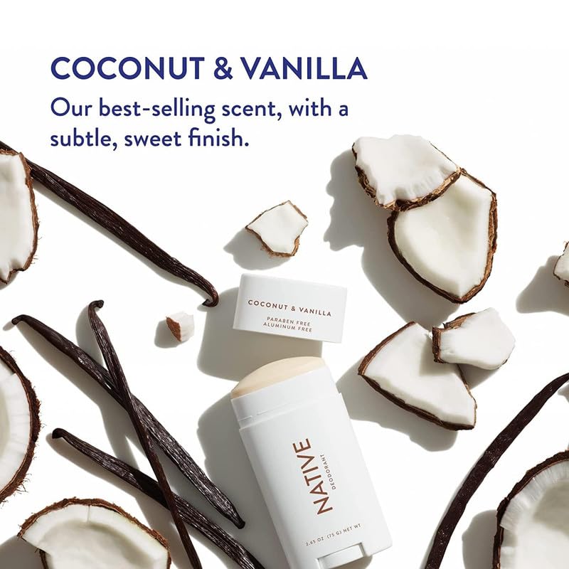 Native Deodorant | 72-Hour Odor Control | Aluminum-Free, Coconut & Vanilla, 2-Pack