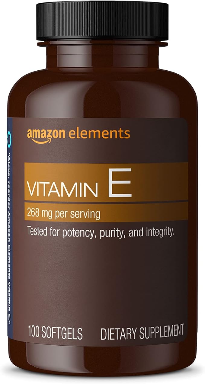 Amazon Elements Vitamin E, 400 IU, 100 Softgels, 100 days of supply (Packaging may vary)
