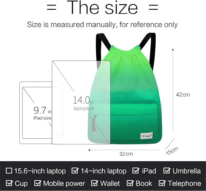 Waterproof Drawstring Bag, Gym Bag Sackpack Sports Beach Backpack for Men Women