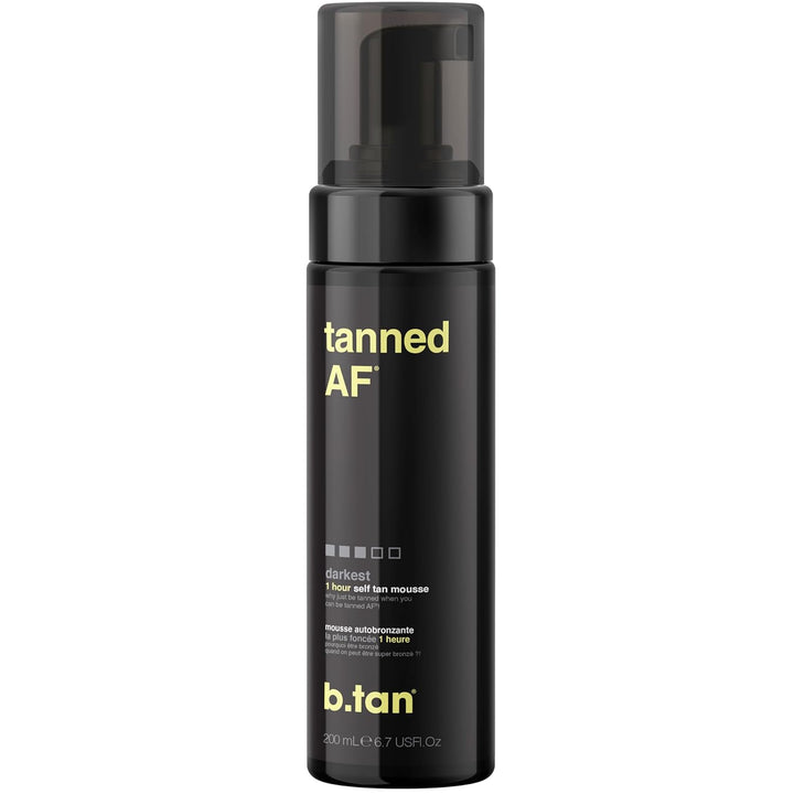 b.tan Dark Self Tanner Mousse – 1 Hour Express Sunless Tanning Foam | Vegan, Ultra Dark Glow, 6.7 Fl Oz