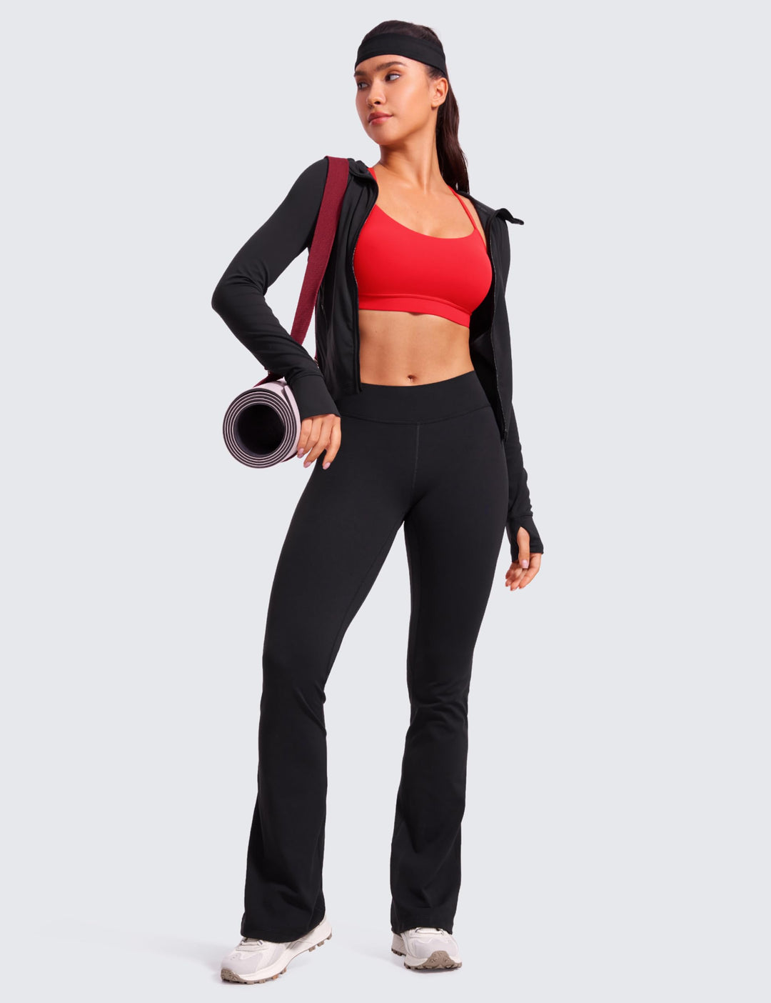 CRZ YOGA Butterluxe Womens Y Back Sports Bra - Padded Racerback Low impact Spaghetti Thin Strap Workout Yoga Bra Deep Red X-Small