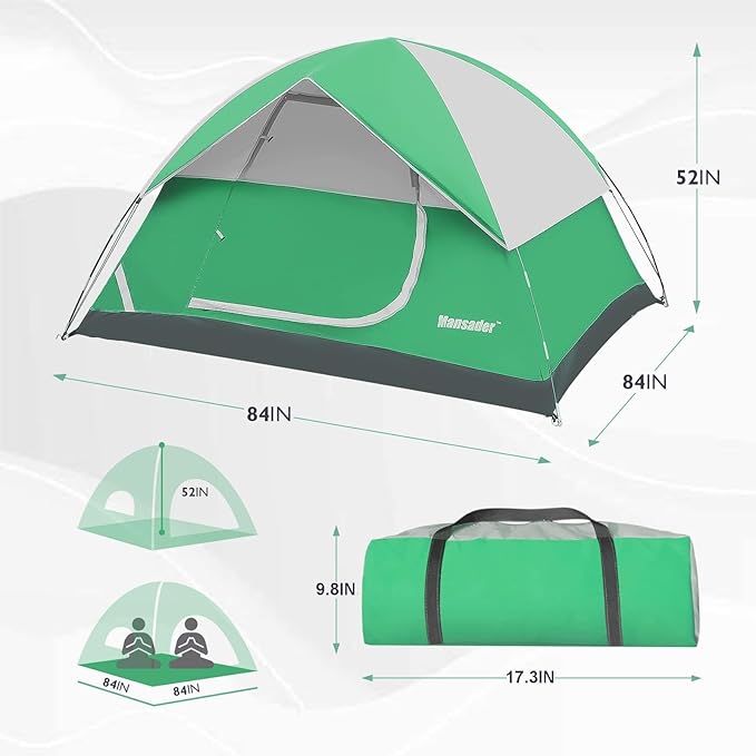 Camping Tent, Waterproof 2/3/4 Person Tents for Camping, Lightweight Easy Set Up Outdoor Hiking Tent Backpacking Tent with Carry Bag, Backpack Tent Suit for Family Beach Hiking Travel