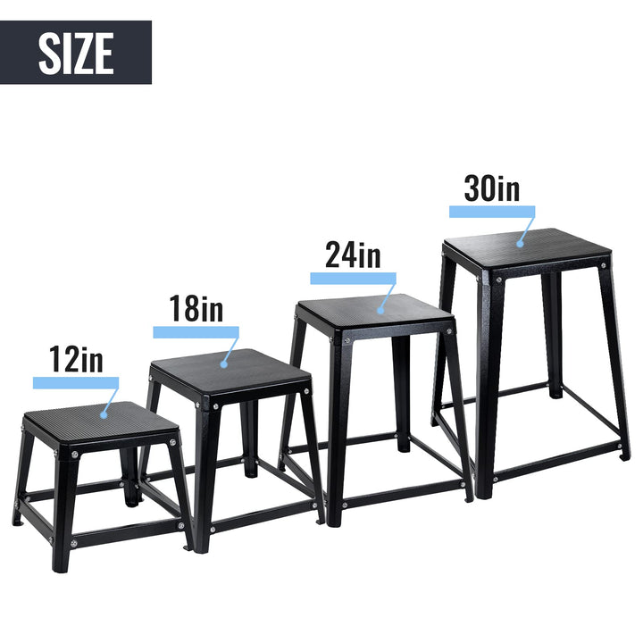 Hasopy Plyometric Platform Box Set 12/18/24/30 Inches, Fitness Exercise Jump Box Step Red/Black, Plyometric Box Jumping Exercise Training (Set of 4 Black)