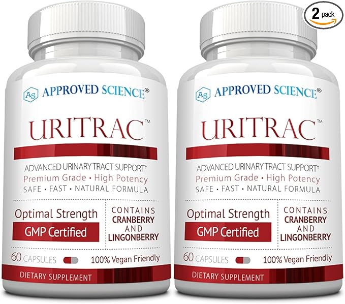 Approved Science® Uritrac™ - UTI Support - Cranberry, D-Mannose, Lingonberry - Vegan Friendly - 60 Capsules per Bottle - Pack of 2