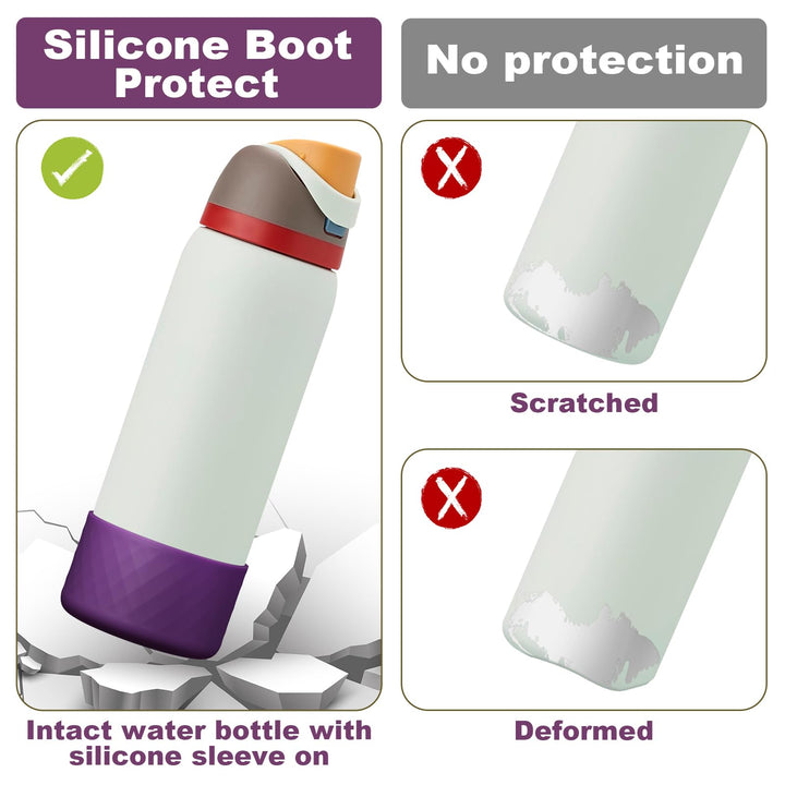 Alwenid 2PCS Silicone Water Bottle Boot for Owala 40 Oz, Anti-Slip Protective Sleeve Bottom Bumper Protector for FreeSip, Twist, and Flip Stainless Steel Water Bottles (Dark Purple)