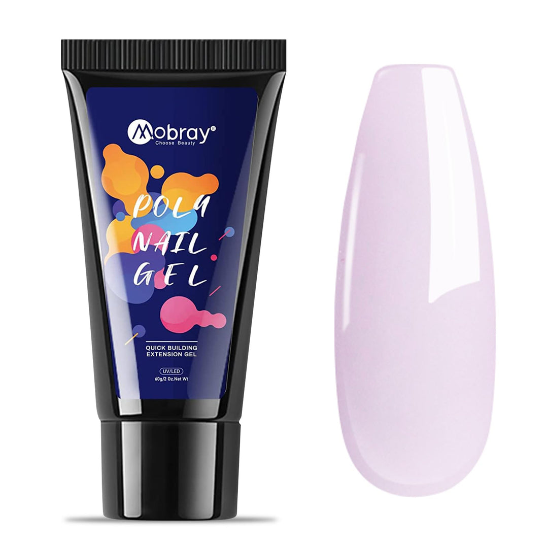 Mobray Poly nail Gel, 60g Lavender lilac Poly Extension Nail Gel for Thickening Nail Beauty, Trendy Acrylic Gel Manicure Professional Salon Nail DIY Gift for Women (Light Purple 204)