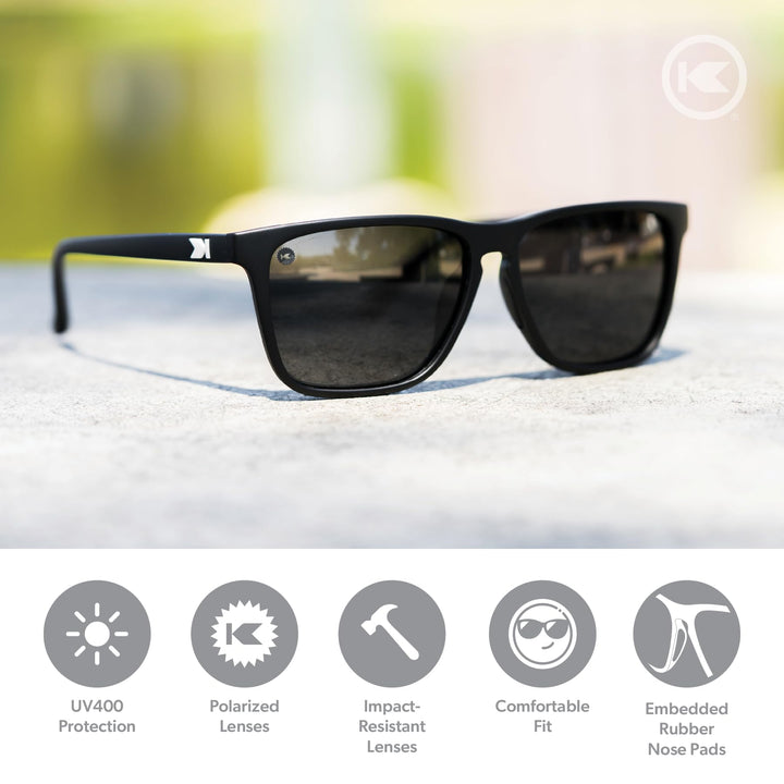 Knockaround Fast Lanes Sport - Polarized Sunglasses For Running & Fitness (Matte Black Frame/Black Smoke Lenses)