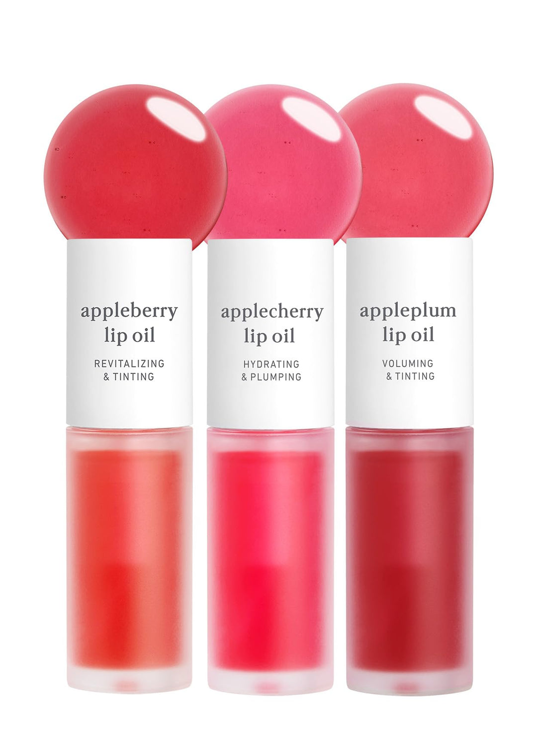 Nooni Appleseed Lip Oil Set - Appleberry & Applecherry & Appleplum | With Apple Seed Oil, Lip Oil Trio, Lip Stain, Gift Sets, Fo