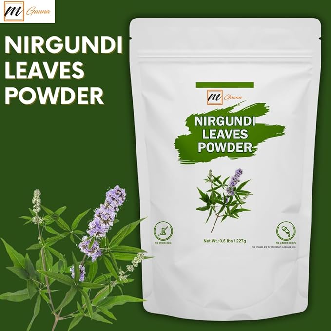 mGanna Nirgundi Leaves Powder (Vitex negundo) for Herbal & Personal Care Use 227 g / 0.5 lbs