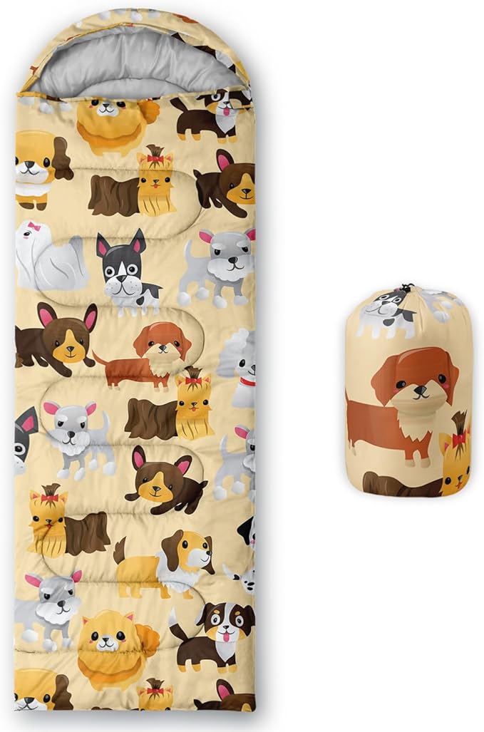 AILONEN Cartoon Fox Camping Sleeping Bag for Boys Girls Adults,Lightweight & Waterproof,3 Season Warm & Cold Weather,Portable,Kawaii Fox Printed Sleeping Bag,Traveling,Camping,Hiking