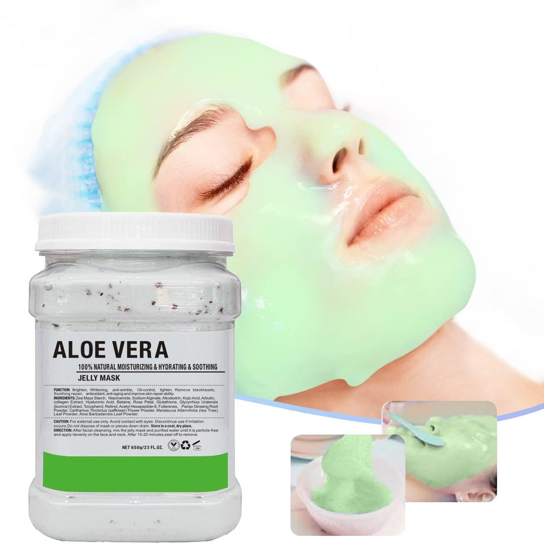 CarPerif Jelly Mask for Facials Professional Natural Gel Face Masks, Hyaluronic acid Hydrating Rubber Mask Jar Face Mask SkinCare 23 Fl Oz (Aloe Vera)