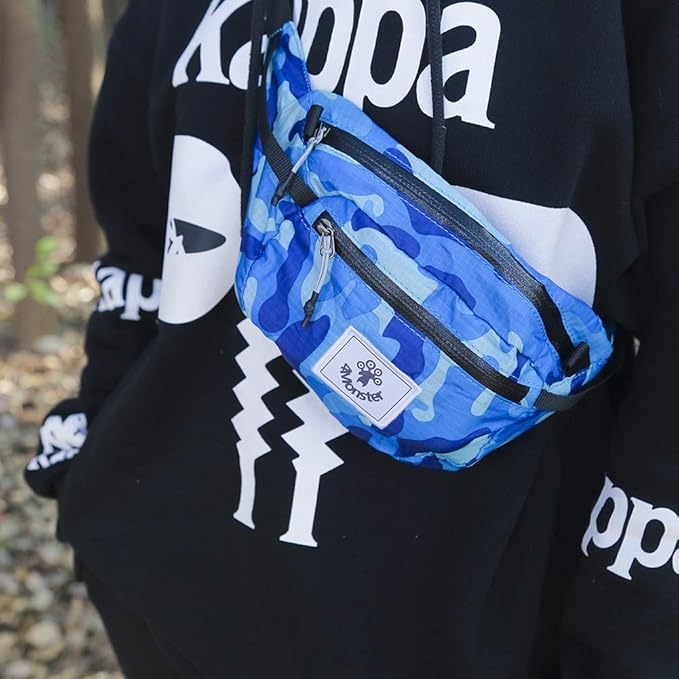 4Monster Hiking Waist Packs Portable,Water Resistant Fanny Bag with Adjustable Strap,Lightweight Crossbody Chest Bag Slim Bag