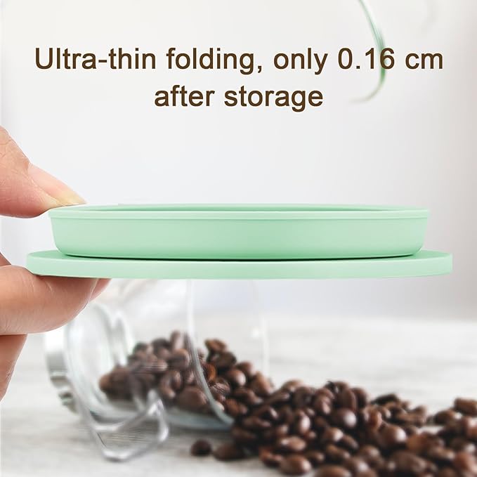 Collapsible Travel Pour Over Coffee Maker Camping, Paperless Silicone Collapsible Pour Over Coffee Dripper with Metal Coffee Filter, Portable Coffee Strainer Pour Over Cup Single Serve (Green)