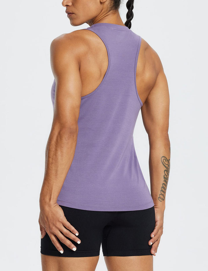 BALEAF Women's Workout Tank Tops Racerback Athletic Running Muscle Tank Gym Tennis Shirts Exercise Fitness Purple XS