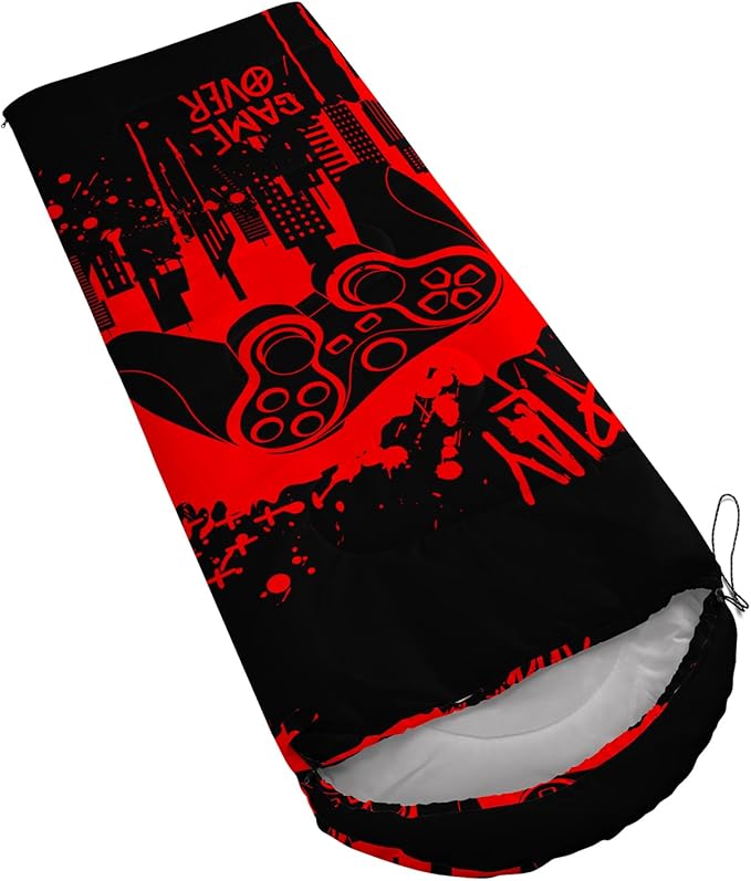 AILONEN Boys Sports Camping Sleeping Bags,Lightweight & Waterproof,3 Season Warm & Cool Weather,Black Player Basketball Sleeping Bags for Kids Adults,Travelling,Outdoors