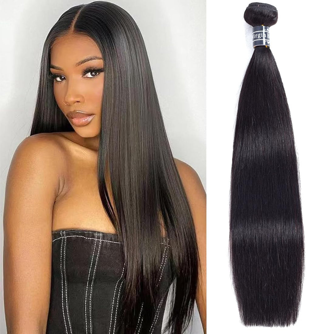Amella Hair 8A Brazilian Virgin Hair Straight 100% Unprocessed Virgin Brazilian Human Hair Weave One Bundles Natural Black Remy