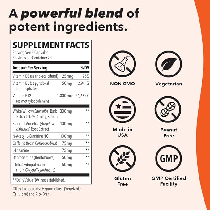 LifeSeasons Relieve-R - Eases Daytime Aches & Discomfort - Relaxes Muscles - Calms The Nervous System - Reduces Inflammation & Irritation - Non Habit Forming - 46 Capsules