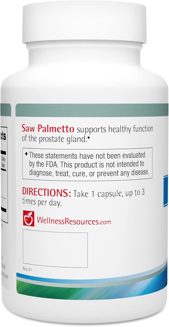 Wellness Resources Saw Palmetto Deep CO2 Extraction, No Solvents - High Potency for Prostate Health (90 Capsules)
