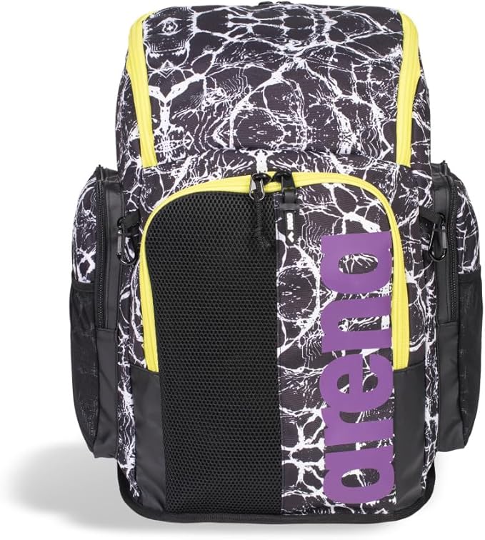 ARENA Spiky III Backpack 45 Swimming Athlete Sports Gym Rucksack Large Training Gear Equipment Swim Bag for Men and Women, 45 Liters, Black/White