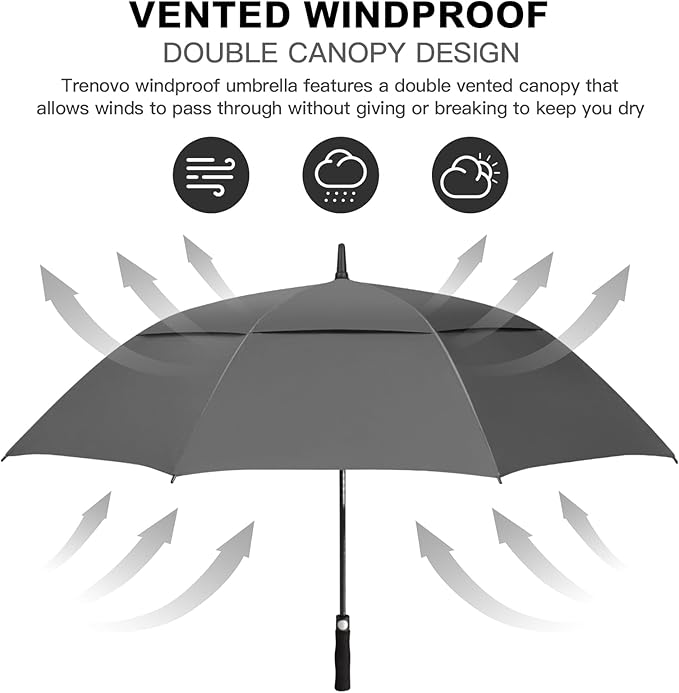 Auto Open Golf Umbrellas 62/68/72 Inch Extra Large Oversize for Business & Home, Ventilated Double Canopy Windproof Waterproof Stick Umbrella for Rain & strong wind