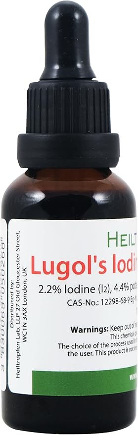 2.2% Lugol's Iodine Solution 1 Fl Oz - 30 ml | Pharmaceutical Grade Ingredients | Lugols Solution Made with Iodine and Potassium Iodide | Heiltropfen®