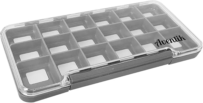 Waterproof Fly Fishing Boxes Supper Slim Fishing Tackle Storage Transparent Easy Grip Foams Multi Magnetic Compartments Fishing Tackle Storage Trags 7.36"X4.02"X0.63"(Grey-18C)