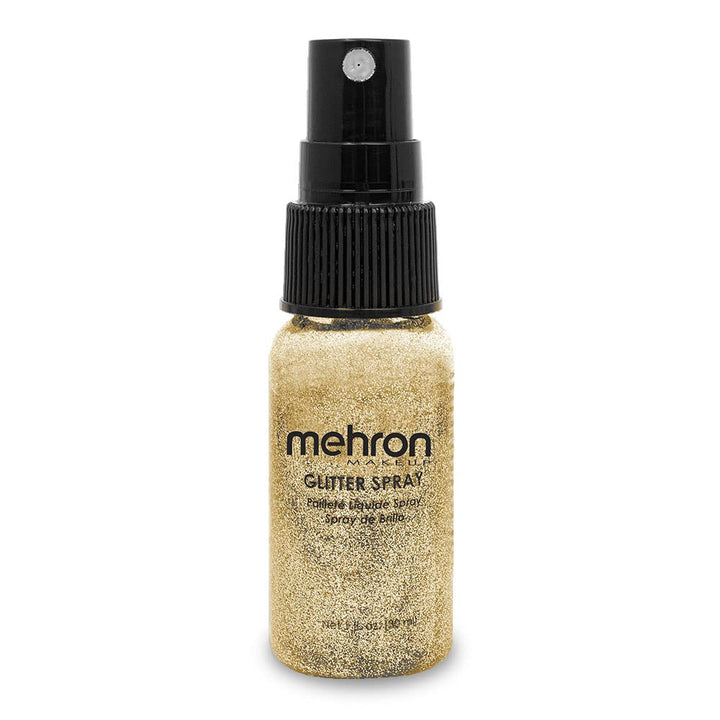 Mehron Makeup GlitterSpray | Hair and Body Glitter Spray | Body Shimmer Spray 1 fl oz (30 ml) (Gold) Perfect for Beauty, Theater, Halloween, Parties, Festivals, Concerts, and More