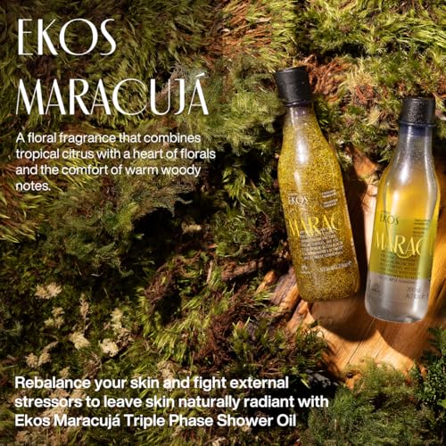 NATURA - Ekos Maracujá Triple Phase Shower Oil - Calming In-Shower or Bath Oil - Scented - Skin Moisturizer - Vegan Skin Care - Brazilian Beauty Secrets - Self Care - 6.7 fl oz (200ml)