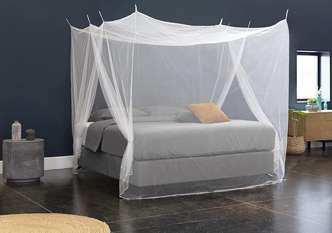 Mosquito Net for Single to King-Sized Beds – 2 Side Openings & 6 Hanging Loops – Decorative Rectangular Shape for Home & Travel – Bed Canopy Hanging Kit & Carrying Bag Included