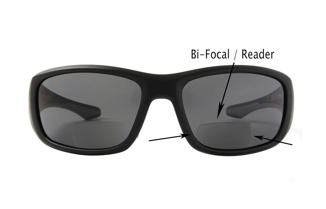 Fishoholic BiFocal - x1.5 x2.0 x2.5 (Reader) Magnification - Polarized Bi-Focal Fishing Sunglasses - UV400 Great Fishing Gift (Vx2.0-MB-MB-gry)
