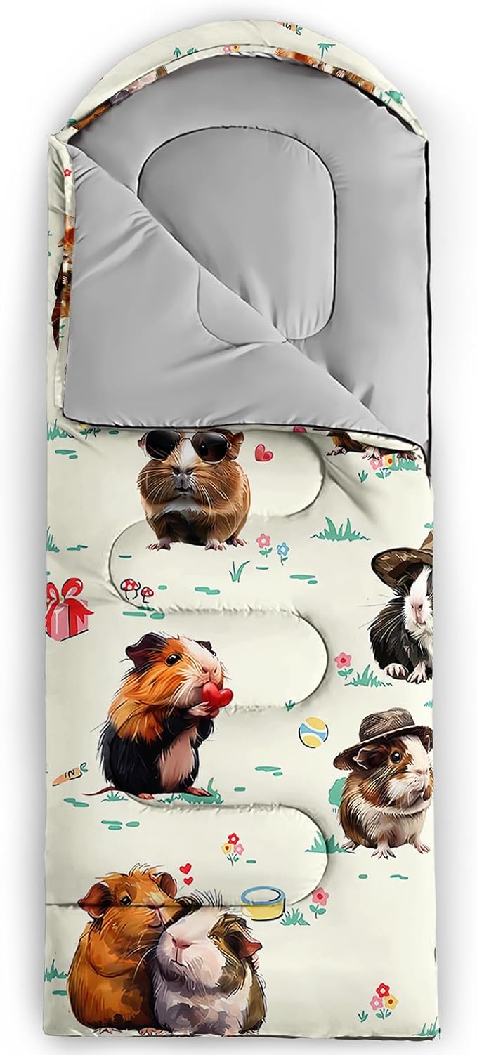 AILONEN Cartoon Fox Camping Sleeping Bag for Boys Girls Adults,Lightweight & Waterproof,3 Season Warm & Cold Weather,Portable,Kawaii Fox Printed Sleeping Bag,Traveling,Camping,Hiking