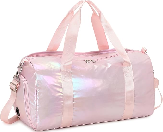 Duffle Bag for Gym Sports Women Girls Workout Travel Bag Weekender with Shoe Compartment and Wet Pocket