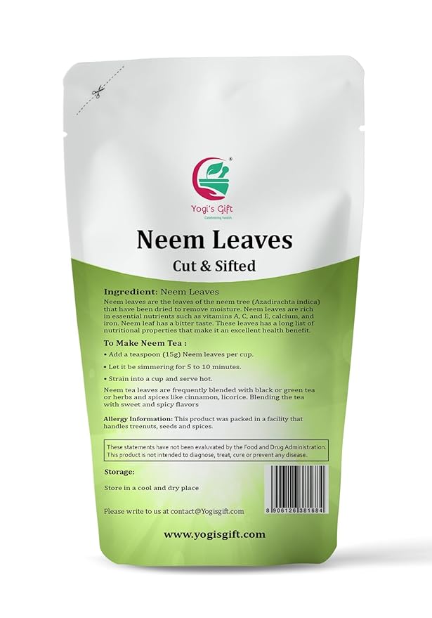 Neem Leaf 4 oz | 100% Natural Detox Neem Tea | Neem Leaves Cut and Sifted | Azadirachta Indica Leaf | Margosa Leaves | Non-GMO, Ethically Sourced | Nim Leaves | by Yogi's Gift®