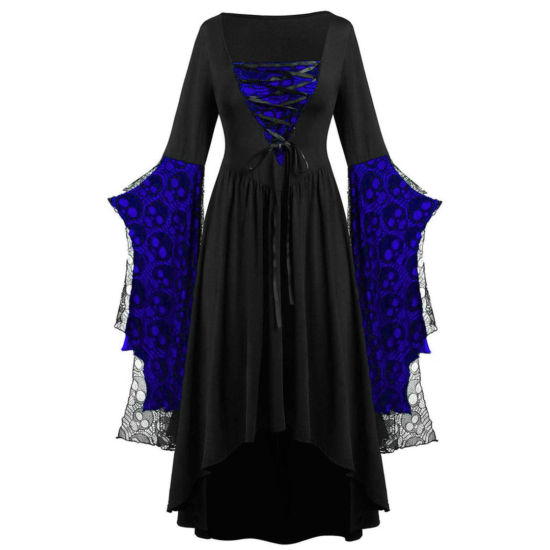 Rkwins Renaissance Dress for Women Gothic Vampire Dress Scary Print Maxi Dress Plus Size Witch Dress Medieval Corset Dress